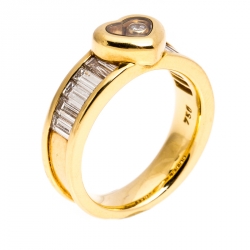 Chopard Happy Diamond Heart 18K Yellow Gold Ring Size 54