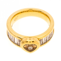 Chopard Happy Diamond Heart 18K Yellow Gold Ring Size 54