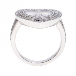 Pre Owned Chopard Diamond Paved 18K White Gold Heart Ring Size 52