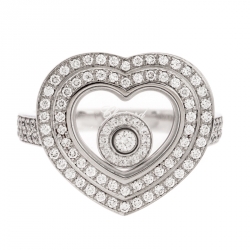 Pre Owned Chopard Diamond Paved 18K White Gold Heart Ring Size 52