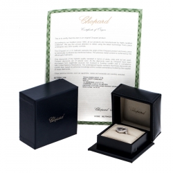 Pre Owned Chopard Diamond Paved 18K White Gold Heart Ring Size 52