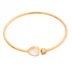 Pre Owned Chopard Happy Hearts Diamond Mother of Pearl 18K Rose Gold Open Bracelet