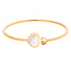 Pre Owned Chopard Happy Hearts Diamond Mother of Pearl 18K Rose Gold Open Bracelet