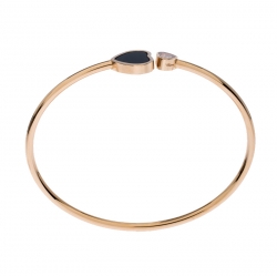 Chopard Happy Hearts Diamond Onyx 18K Rose Gold Open Bracelet