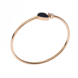 Chopard Happy Hearts Diamond Onyx 18K Rose Gold Open Bracelet