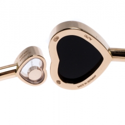 Chopard Happy Hearts Diamond Onyx 18K Rose Gold Open Bracelet