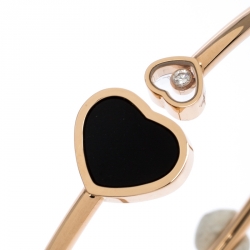 Chopard Happy Hearts Diamond Onyx 18K Rose Gold Open Bracelet