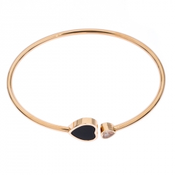 Chopard Happy Hearts Diamond Onyx 18K Rose Gold Open Bracelet