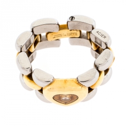 Chopard Happy Diamond Heart 18K Yellow Gold Stainless Steel Link Ring