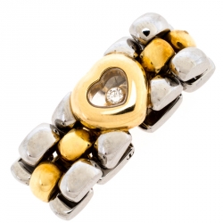 Chopard Happy Diamond Heart 18K Yellow Gold Stainless Steel Link Ring