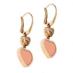 Chopard Happy Hearts 18K Rose Gold Diamond and Rose Stone Drop Earrings