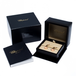 Chopard Happy Hearts 18K Rose Gold Diamond and Rose Stone Drop Earrings