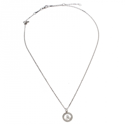 Chopard Happy Diamonds Circle Pendant 18k White Gold Necklace
