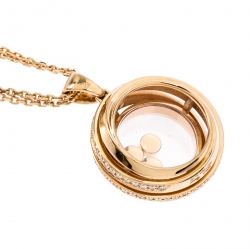 Chopard 18k Rose Gold Happy Emotions Pendant Double Belcher Chain Necklace 