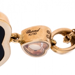 Pre Owned Chopard Happy Hearts Onyx Diamond 18K Rose Gold Pendant Necklace
