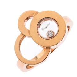 Chopard Happy Bubbles Diamond 18K Rose Gold Ring Size 54.5