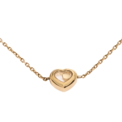 Pre Owned Chopard Happy Heart Diamond 18K Yellow Gold Chain Link Anklet 