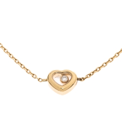 Pre Owned Chopard Happy Heart Diamond 18K Yellow Gold Chain Link Anklet 