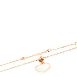 Pre Owned Chopard Happy Hearts MOP 0.05 CTW Diamond 18K Rose Gold Pendant Necklace