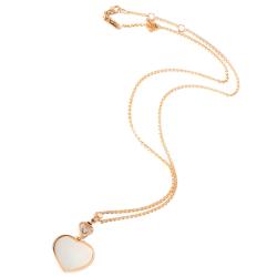 Pre Owned Chopard Happy Hearts MOP 0.05 CTW Diamond 18K Rose Gold Pendant Necklace
