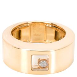 Chopard Happy 0.05 CT Diamond 18K Yellow Gold Ring Size 52