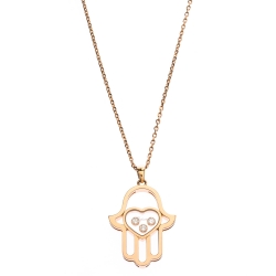 Chopard Happy Diamonds Good Luck Charm 18K Rose Gold Pendant Necklace