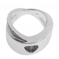 Chopard Happy Diamond Heart 18K White Gold Ring Size 50.5