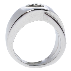 Chopard Happy Diamond Heart 18K White Gold Ring Size 50.5