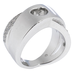 Chopard Happy Diamond Heart 18K White Gold Ring Size 50.5
