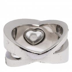 Chopard Happy Diamond Heart 18K White Gold Ring Size 50.5
