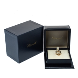 Chopard Happy Diamond Heart 18K Rose Gold Stainless Steel Ring Size 52