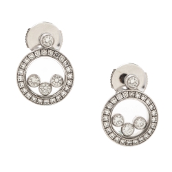 Pre Owned Chopard Happy Diamond 18K White Gold Round Stud Earrings