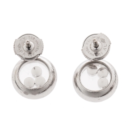 Pre Owned Chopard Happy Diamond 18K White Gold Round Stud Earrings