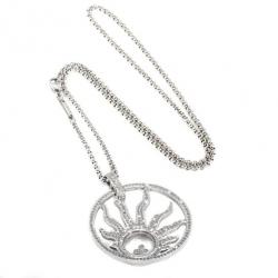 Pre Owned Chopard Diamond 18 K White Gold Happy Diamonds Sun Pendant Necklace