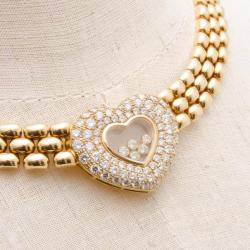 Pre Owned Chopard Happy Diamonds 18 K Yellow Gold Heart Necklace 