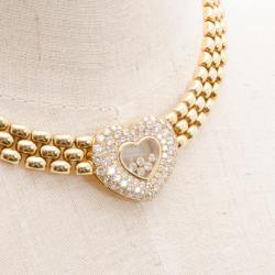 Pre Owned Chopard Happy Diamonds 18 K Yellow Gold Heart Necklace 