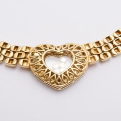 Pre Owned Chopard Happy Diamonds 18 K Yellow Gold Heart Necklace 