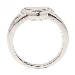 Pre Owned Chopard Happy Diamonds Heart 3 Diamonds White Gold Ring Size 53