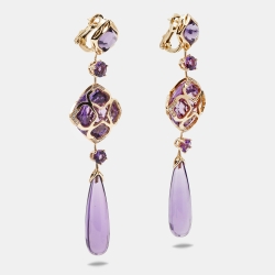 Pre Owned Chopard Imperiale  Amethyst Diamond 18k Rose Gold Drop Earrings