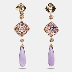 Pre Owned Chopard Imperiale  Amethyst Diamond 18k Rose Gold Drop Earrings