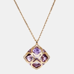 Pre Owned Chopard Imperiale Amethyst Diamond 18k Rose Gold Pendant Necklace