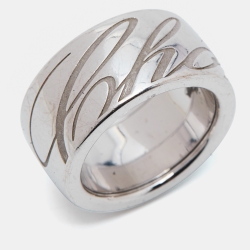 Chopard Chopardissimo Signature 18k White Gold Revolving Ring Size 52