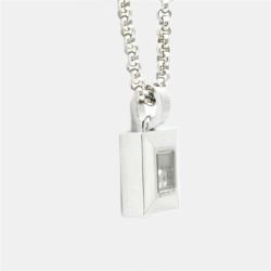 Pre Owned Chopard Happy Diamonds Square 18K White Gold Diamond Necklace 