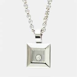 Pre Owned Chopard Happy Diamonds Square 18K White Gold Diamond Necklace 