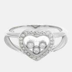 Pre Owned Chopard 18K White Gold and Diamond Happy Diamonds Icons Heart Ring EU 54.5