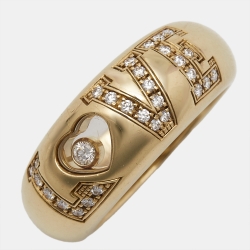 Chopard Happy Diamonds Love Diamond 18K Yellow Gold Ring Size 54