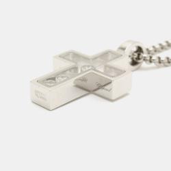 Pre Owned Chopard 18K White Gold and Diamond Happy Diamonds Cross Pendant Necklace