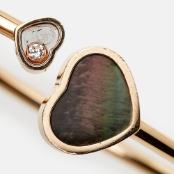 Pre Owned Chopard Happy Hearts Grey Mother of Pearl Diamond 18k Rose Gold Bracelet