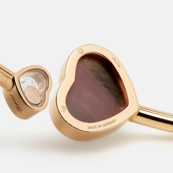 Pre Owned Chopard Happy Hearts Grey Mother of Pearl Diamond 18k Rose Gold Bracelet