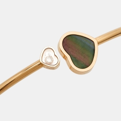 Pre Owned Chopard Happy Hearts Grey Mother of Pearl Diamond 18k Rose Gold Bracelet